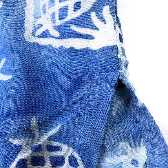 Pineapple Blue White Tie Dye Button Down Shirt Top - Picture 7 of 7